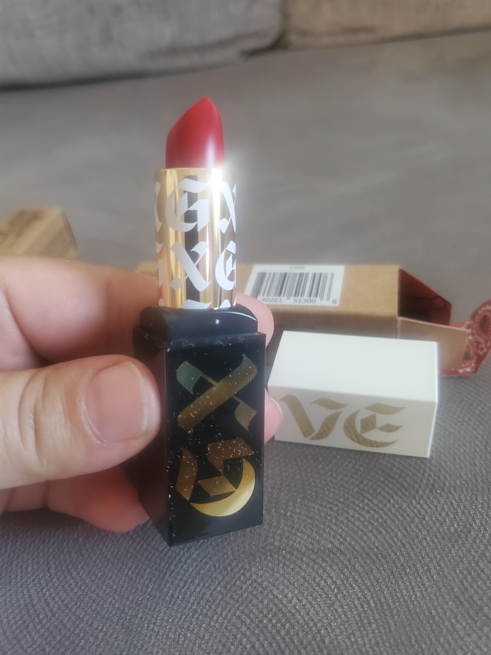 GX by Gwen Stefani White and Black Lipstick Case with Gold Logo